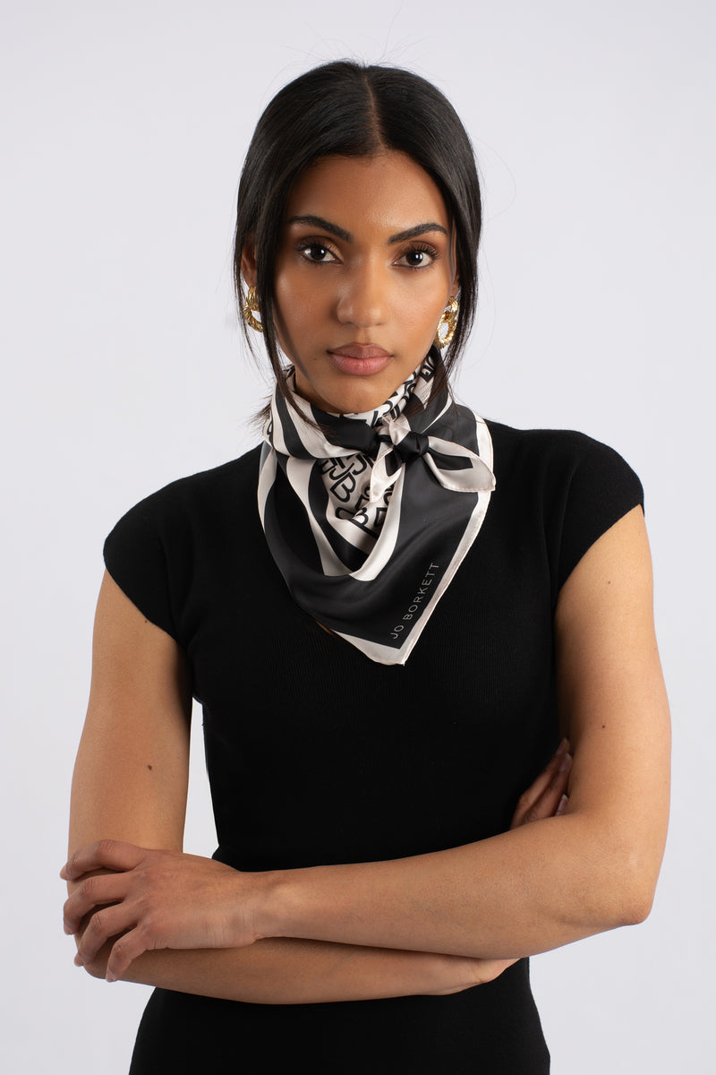 Silk Touch Lux Logo Neckerchief - Cream