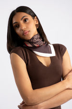 Silk Touch Lux Logo Neckerchief - Brown