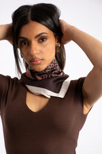 Silk Touch Lux Logo Neckerchief - Brown