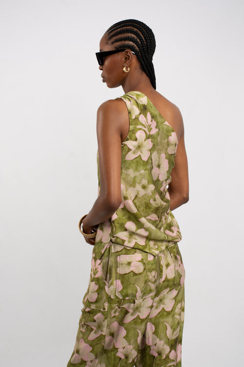 Printed Viscose One Shoulder Top