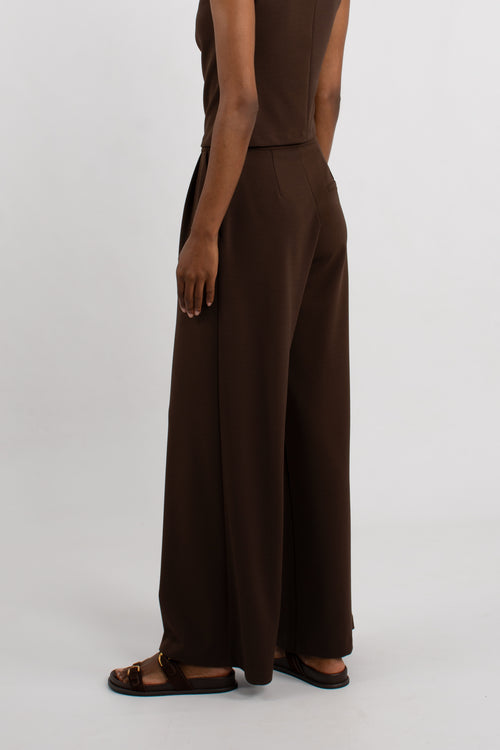 Two Pleat Stretch Wide Leg Trouser