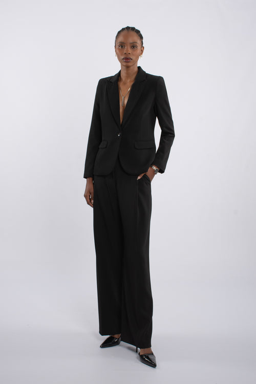 Twill Single Pleat Trouser - Black
