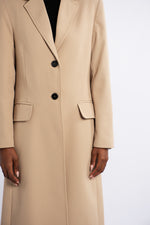Single Breast Twill Midi Coat - Camel