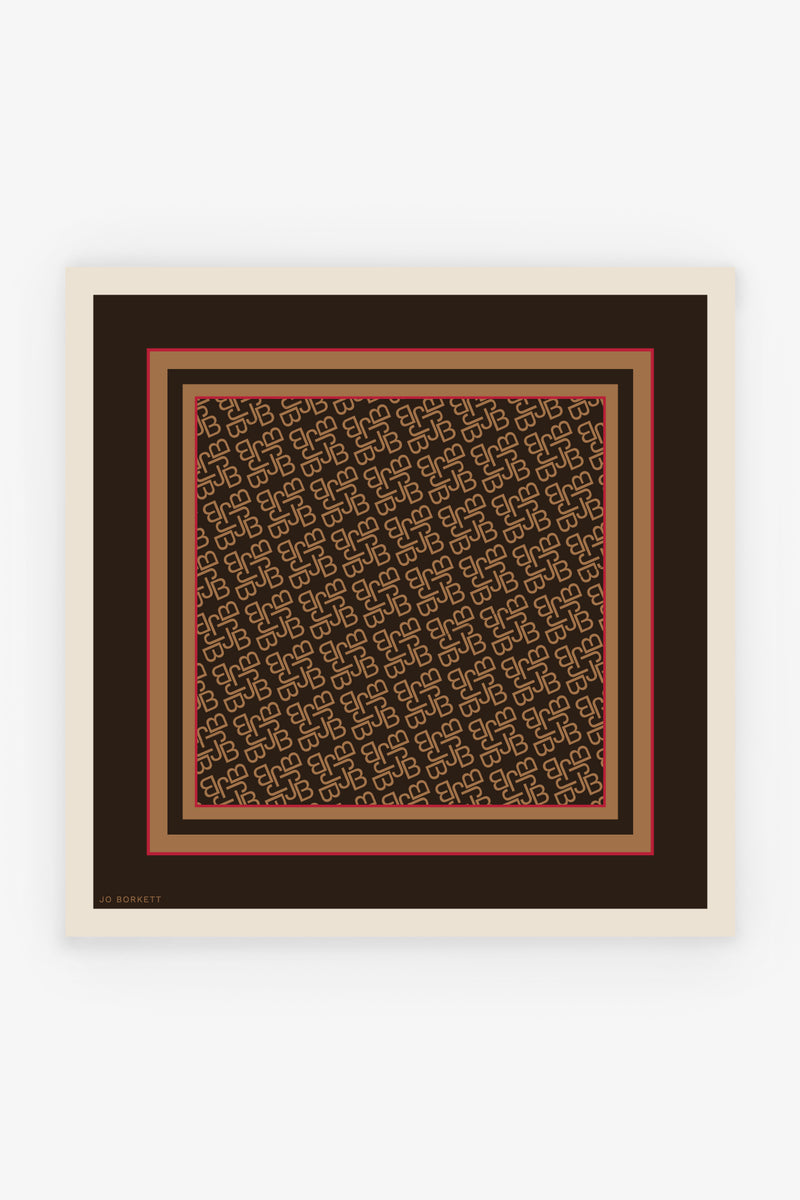 Silk Touch Lux Logo Neckerchief - Brown